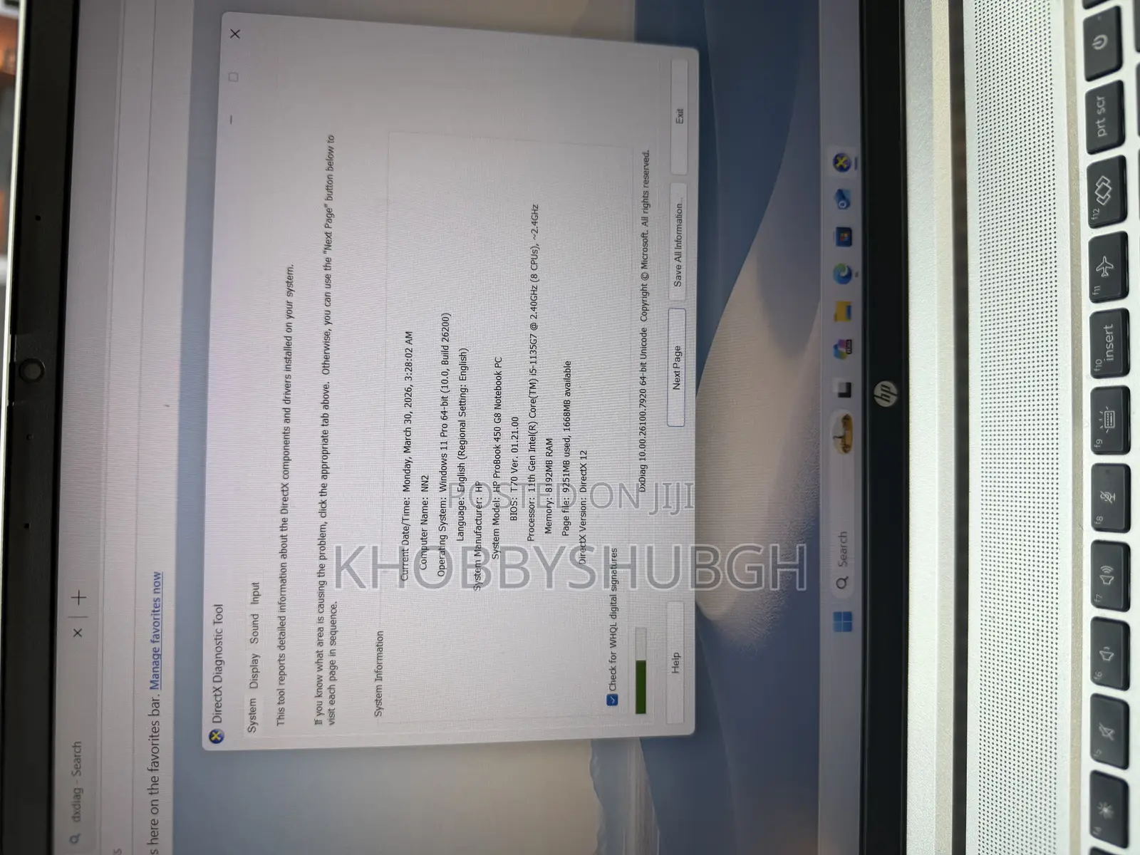 Laptop HP ProBook 450 G8 8GB Intel Core i5 SSD 256GB