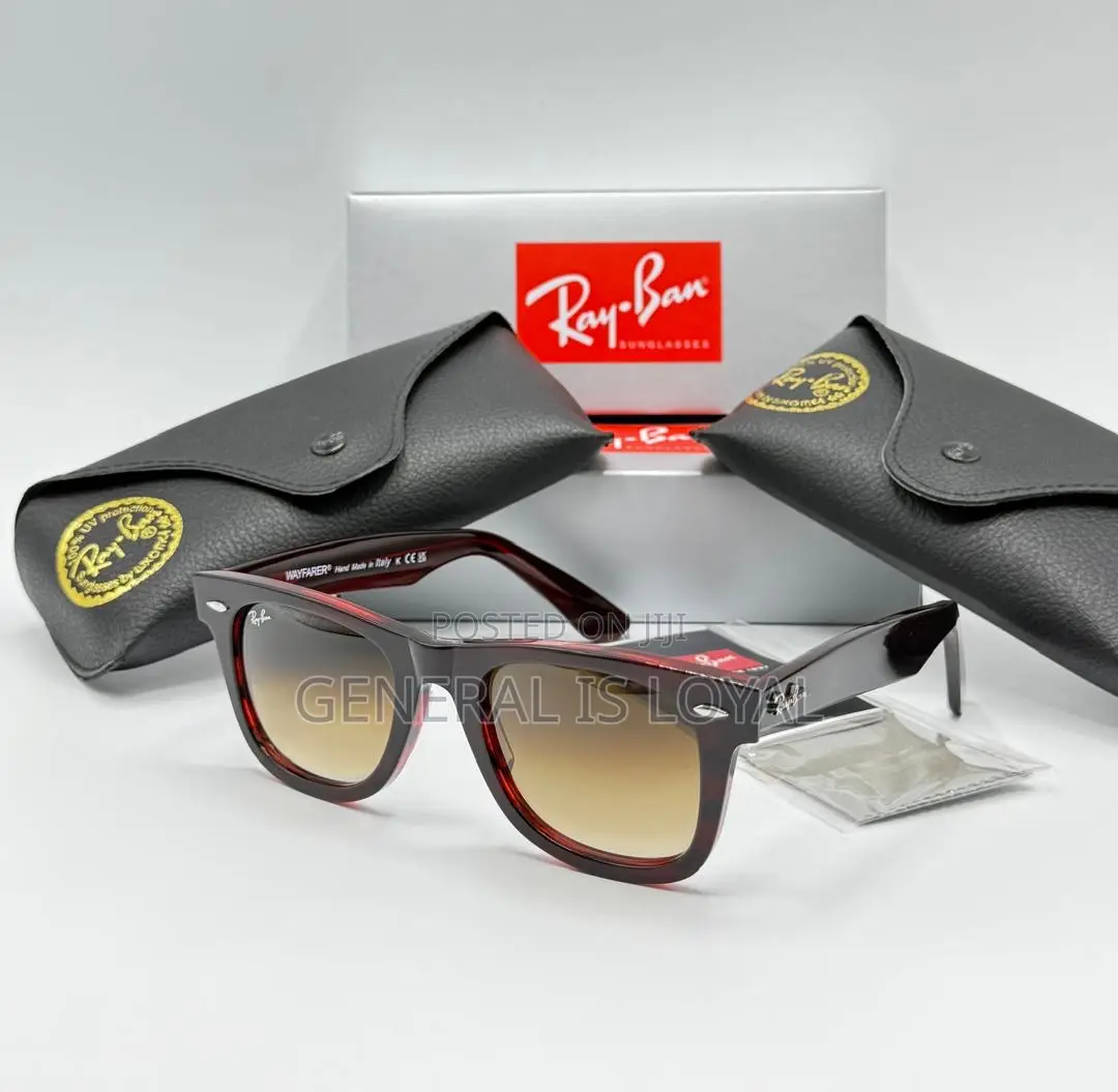 Ray-Ban Original Wayfarer in a Striped Blue Acetate Frame.