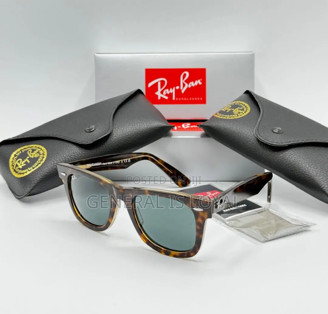 Ray-Ban Original Wayfarer in a Striped Blue Acetate Frame.