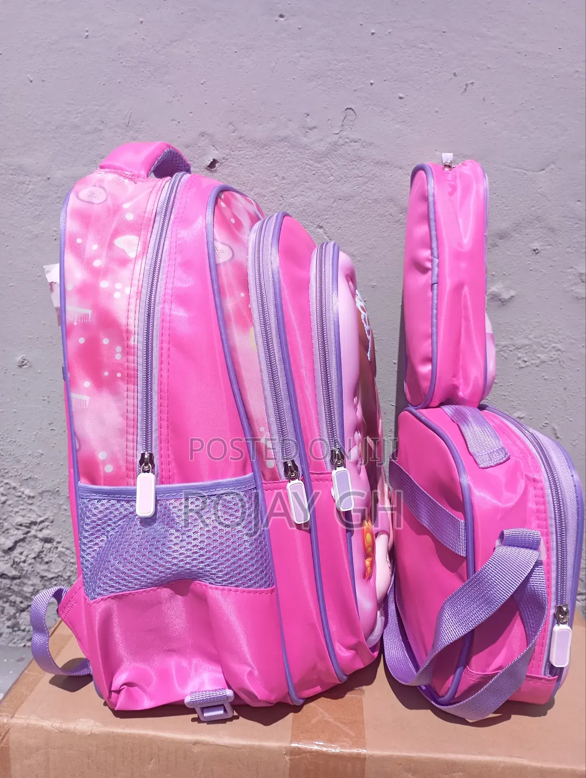 3 in 1 School Bag for Kid's (Backpack, Lunch Bag, Pencil Purse (Pink)