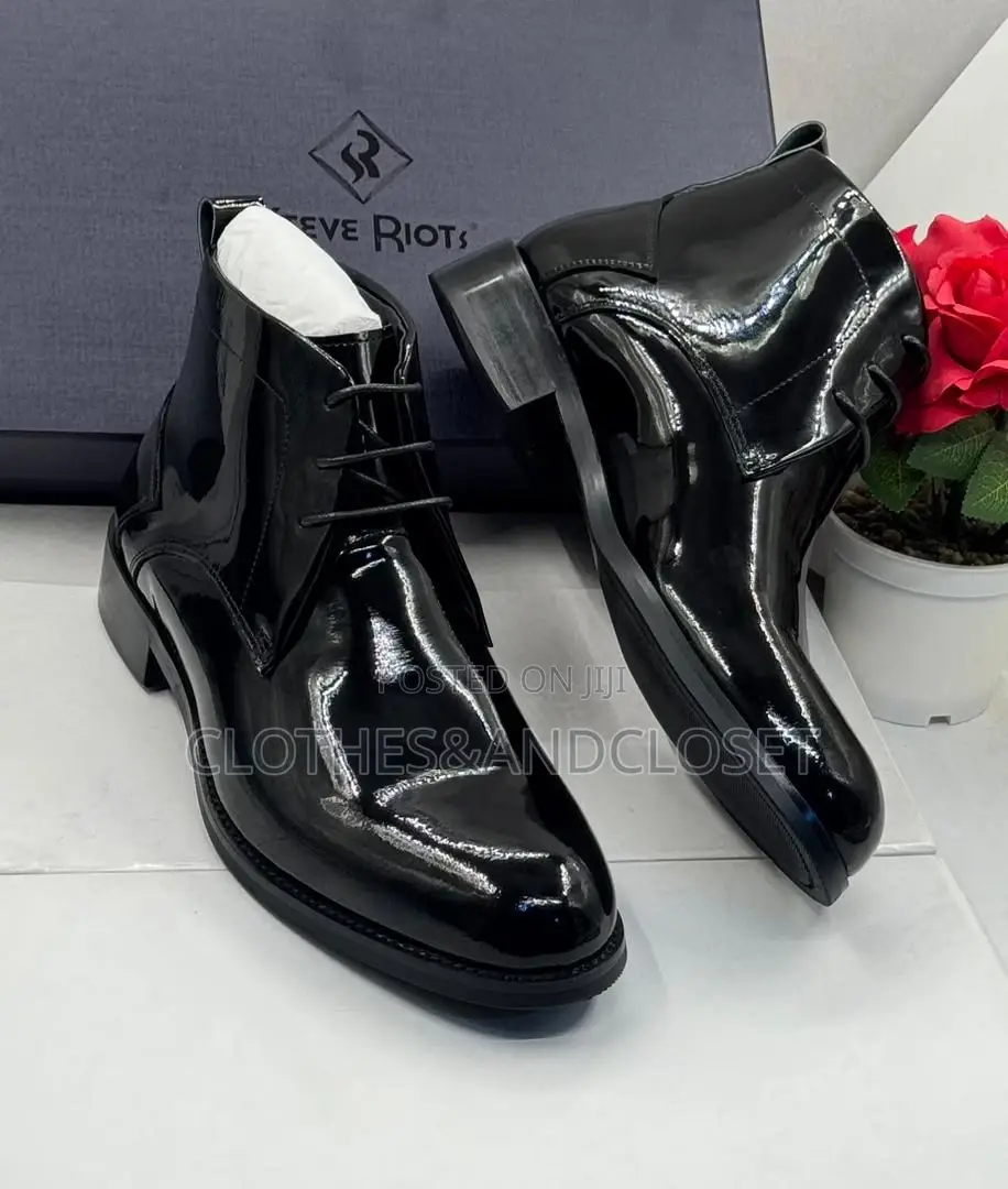 Black Patent Leather Ankle Boots