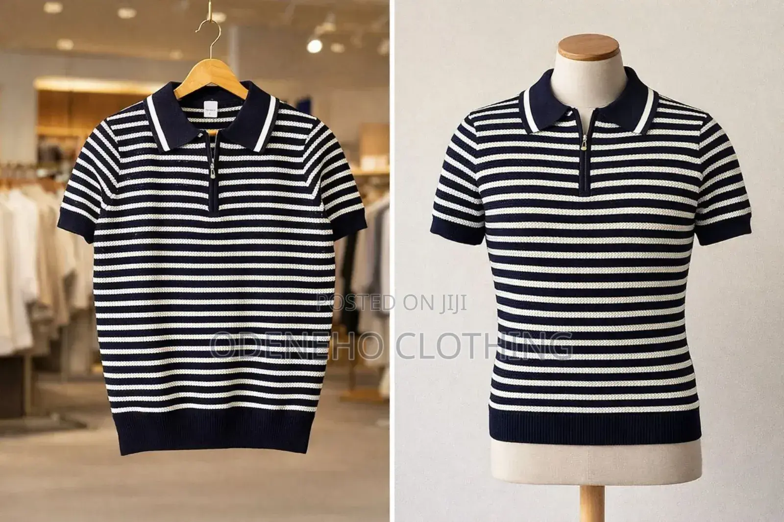 Black and White Knitted Polo