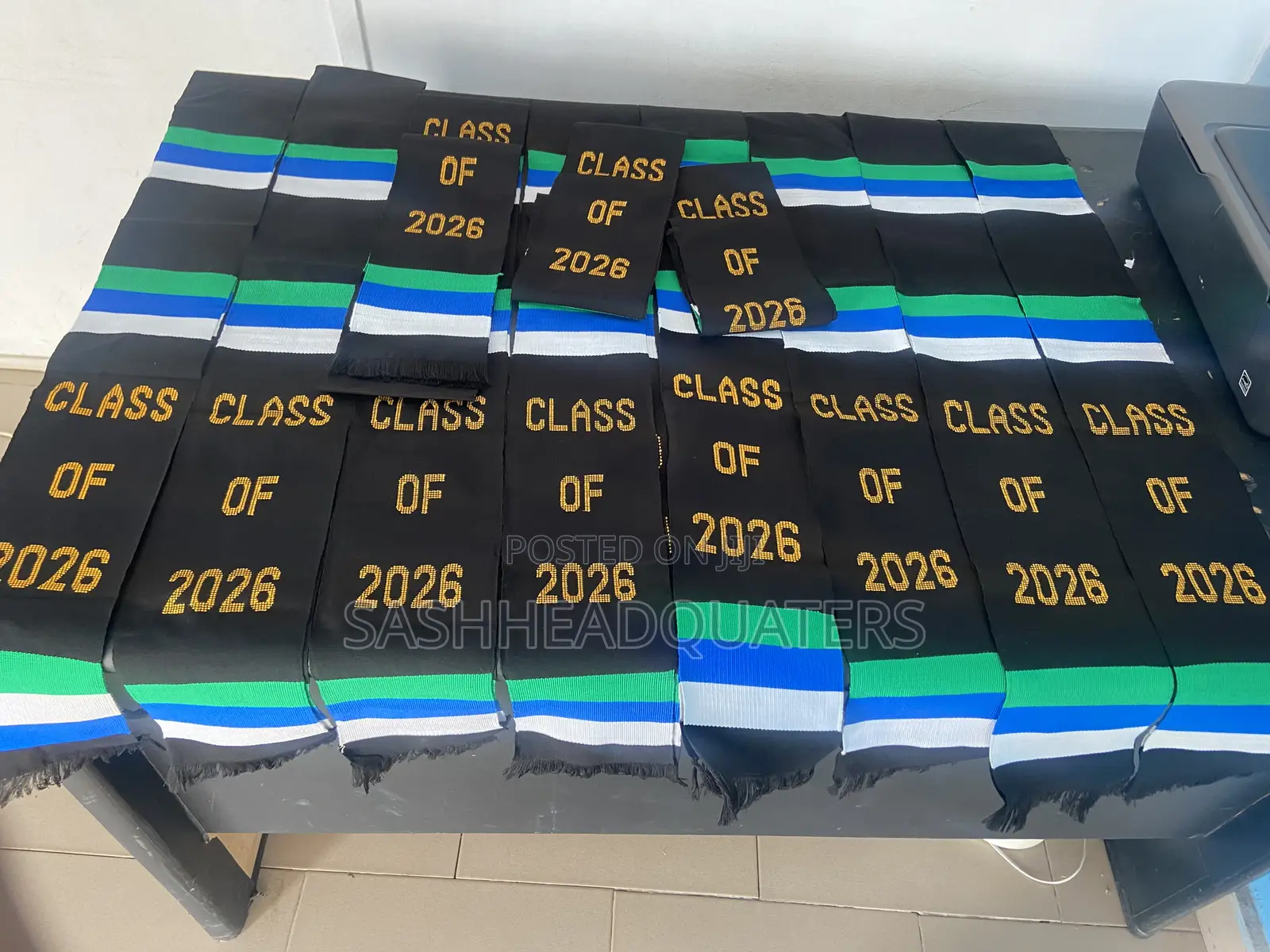 Handwoven Embroidered Sierra Leone Kente Sash
