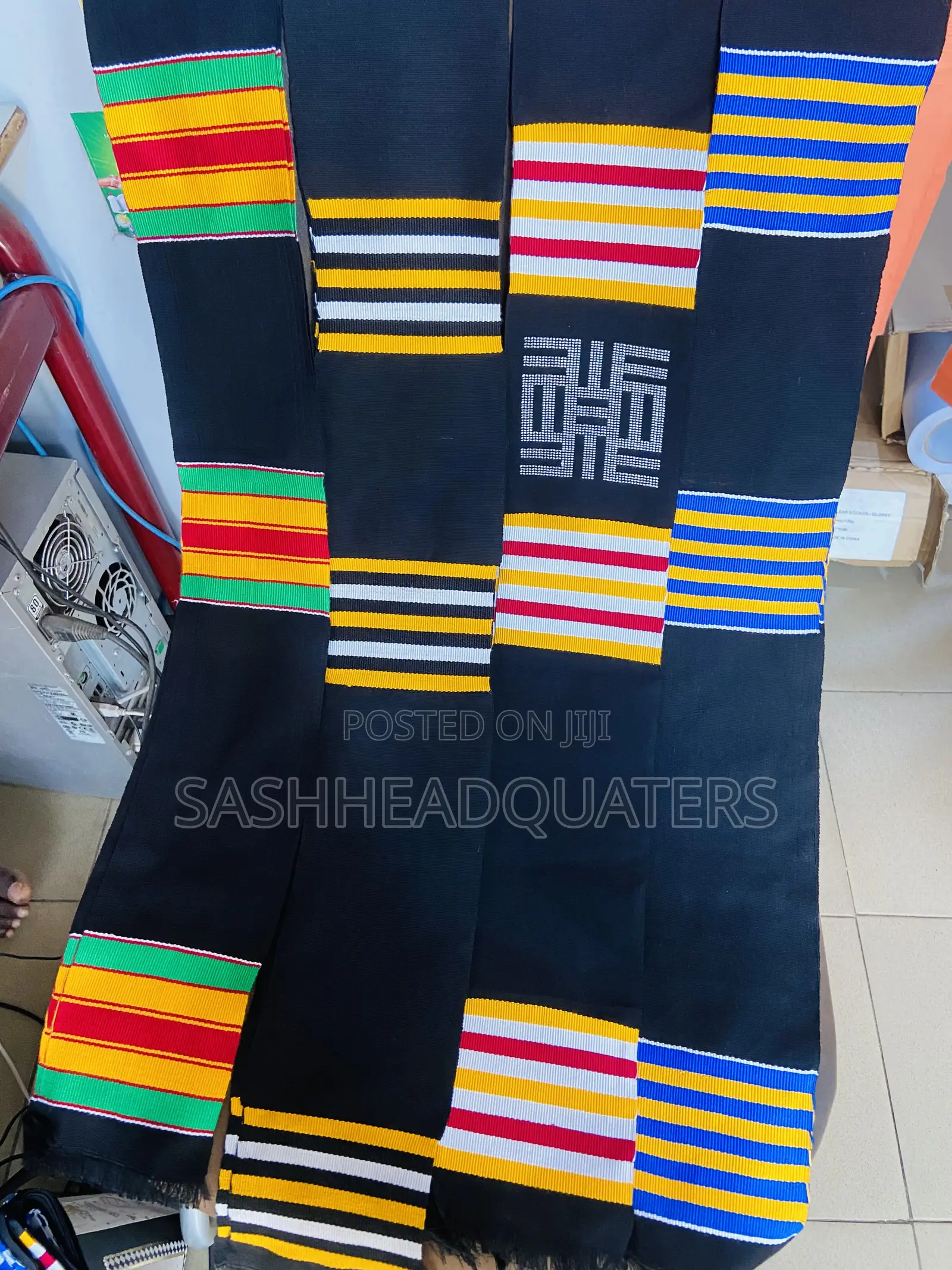Multi Colored Original Ghana Plain Kente Sash
