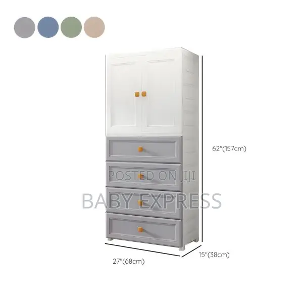 Premium Plastic Baby Wardrobe With 4 Drawers Hanging Space