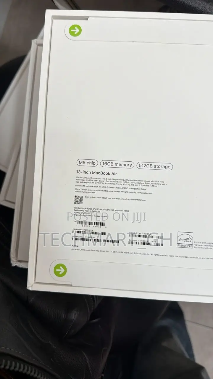 New Laptop Apple MacBook Air 2026 M5 16GB Apple M5 SSD 512GB