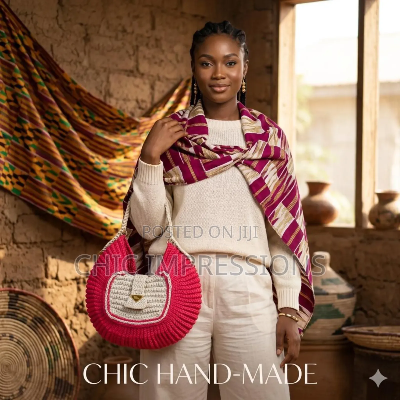 Curved Elegance Crochet Bag