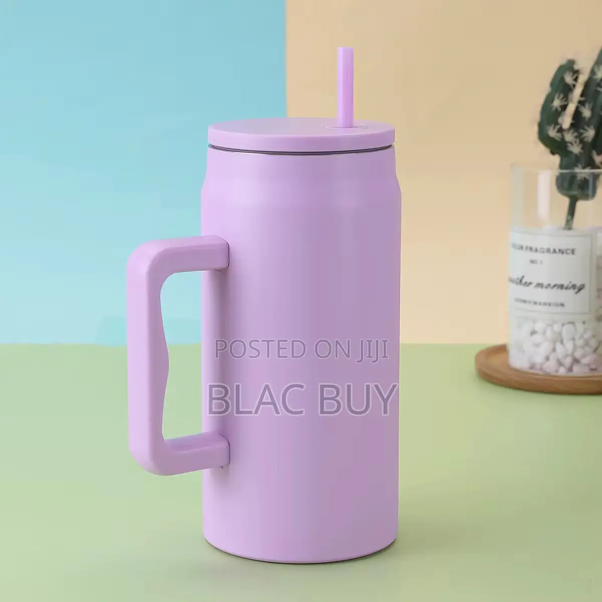Vacuum Insulated Cup, Mug With Handle and Straw 50oz Double Walled
