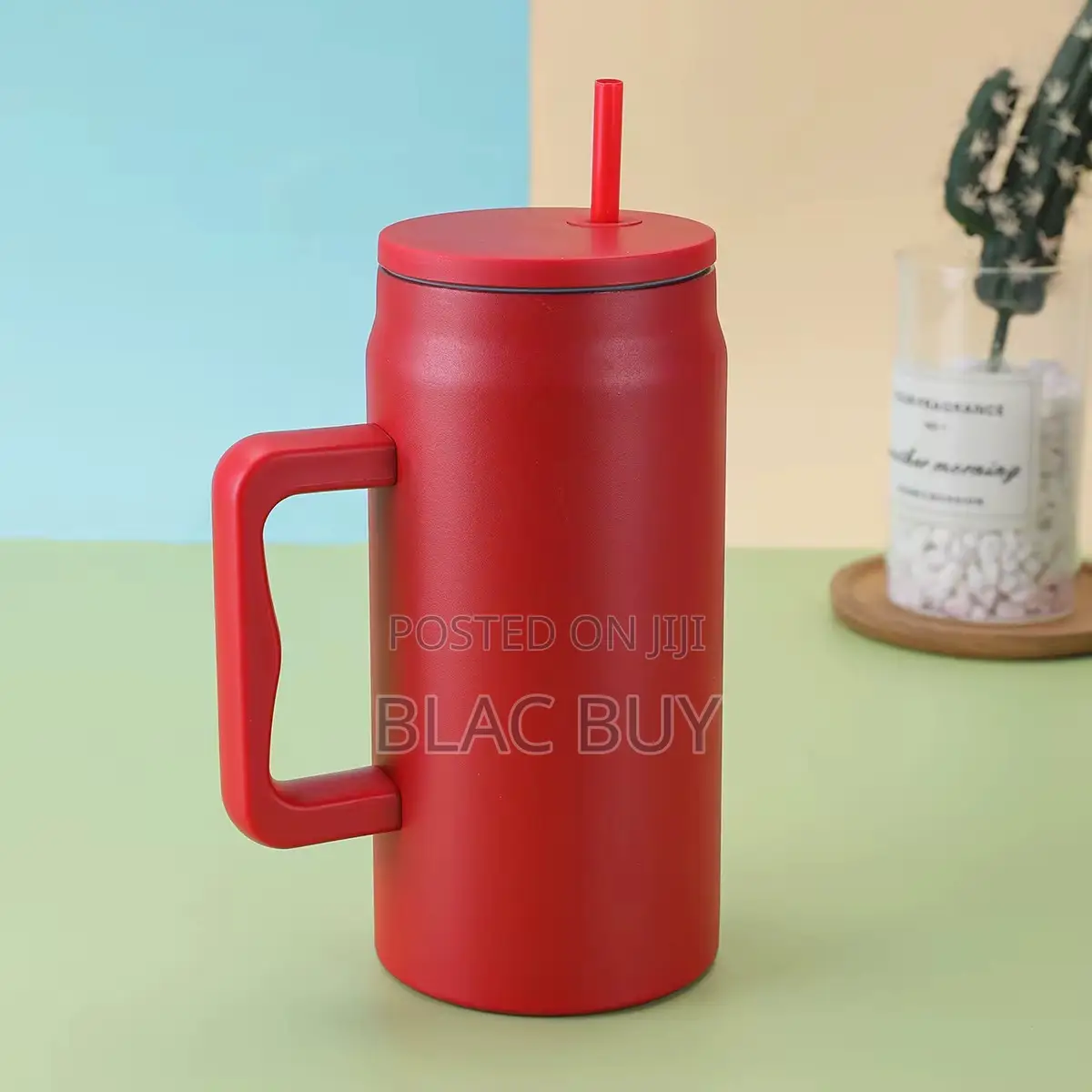 Vacuum Insulated Cup, Mug With Handle and Straw 50oz Double Walled