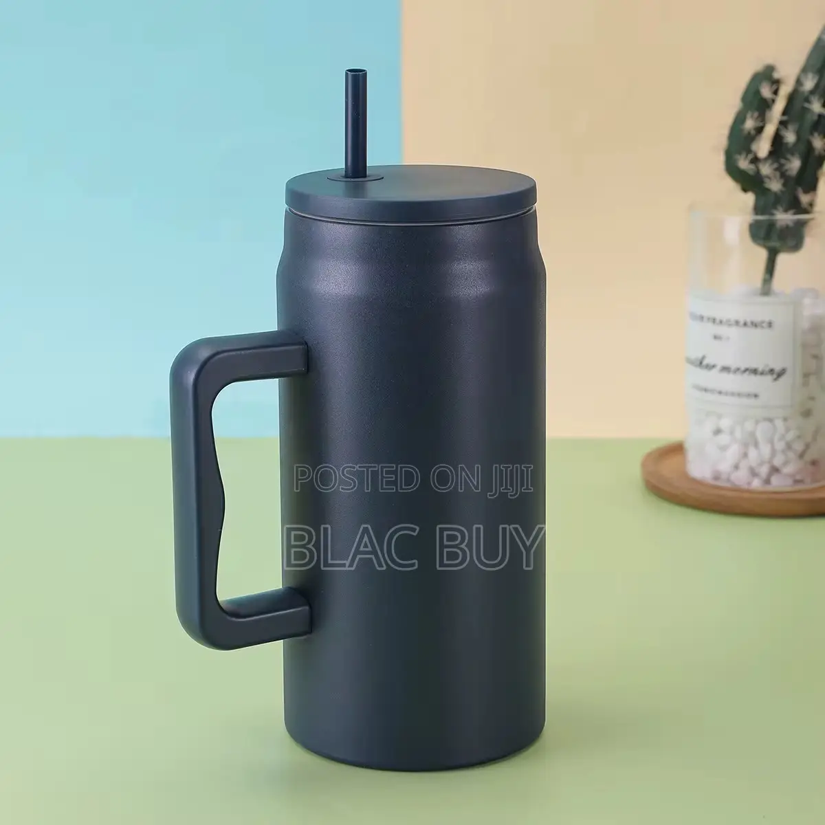Vacuum Insulated Cup, Mug With Handle and Straw 50oz Double Walled