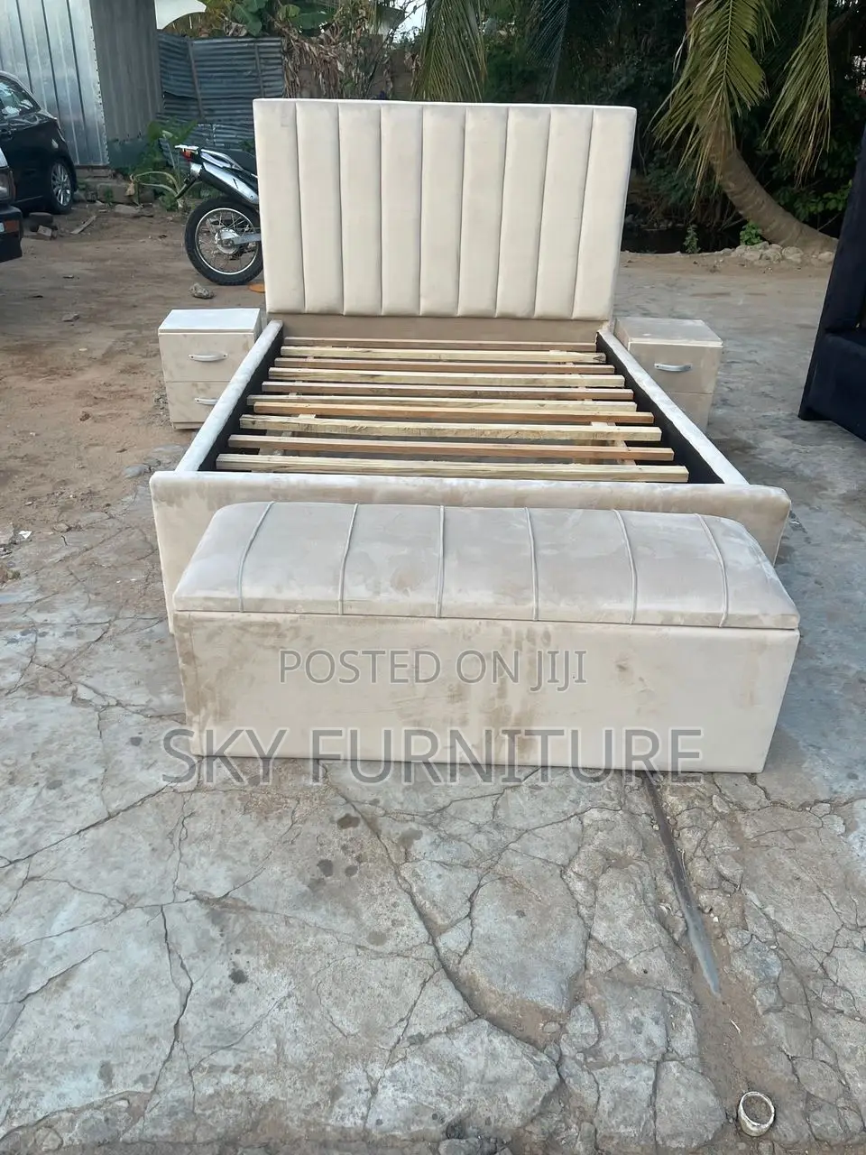 Marvels Double Bed Frame With a Side Drawers Ottoman