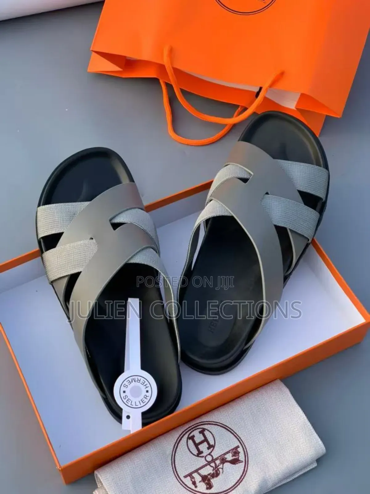 Hermes Cross Belte Grey and Lite Brown