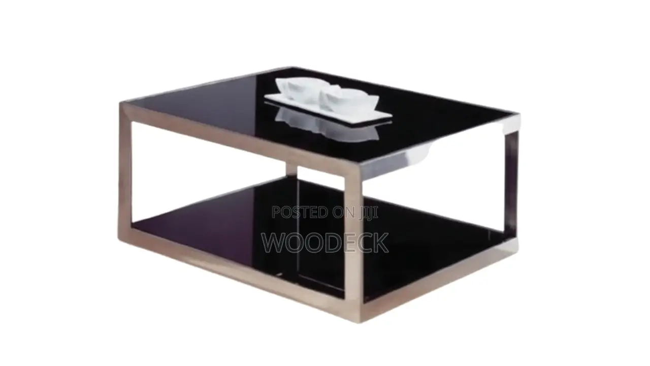Modern Rectangular 2-Tier Glass Coffee Table With Metal Frame