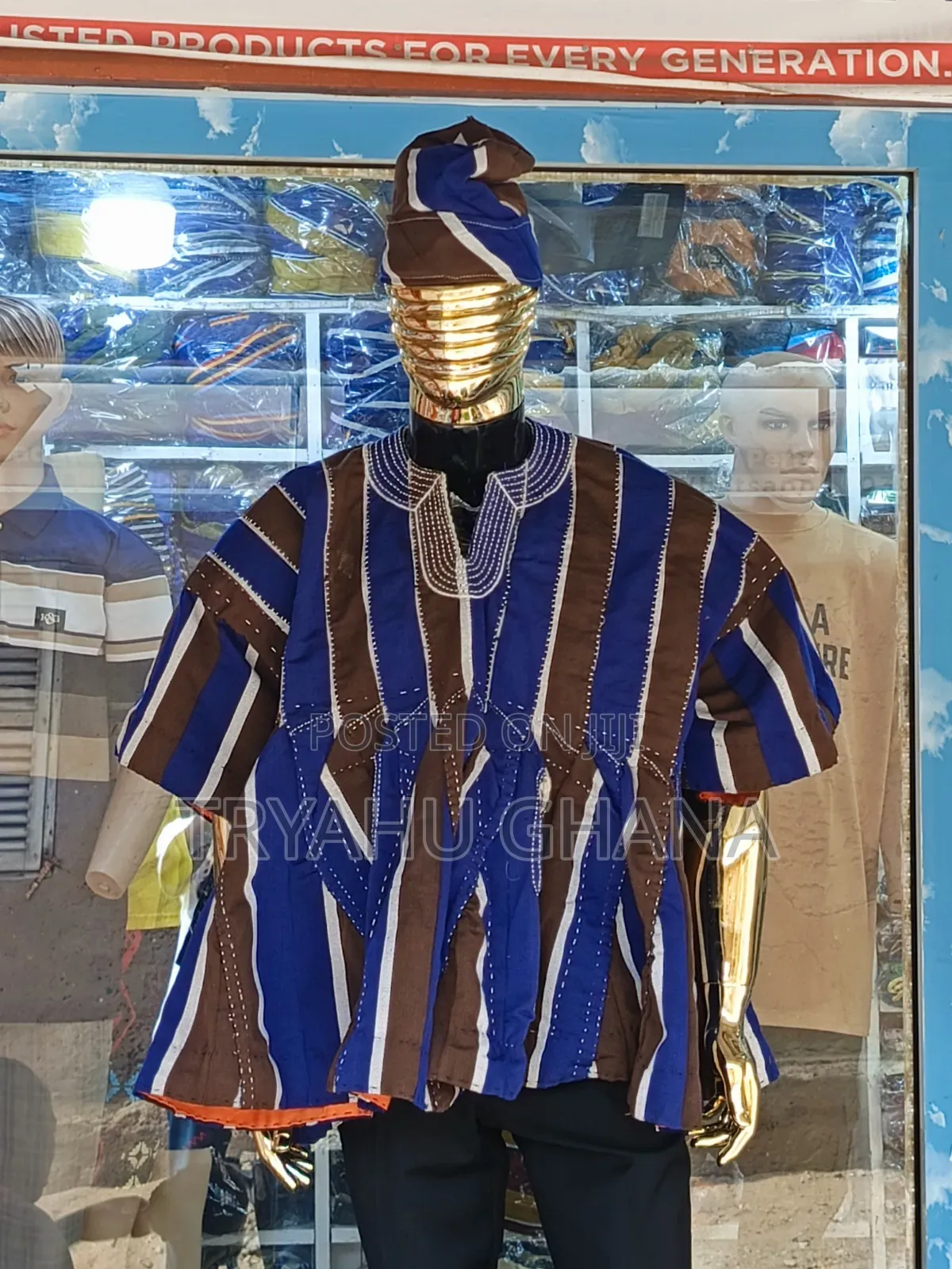 Ship Now Modern Royal Smock – Bold Batakari Design-Tryahu Ghana
