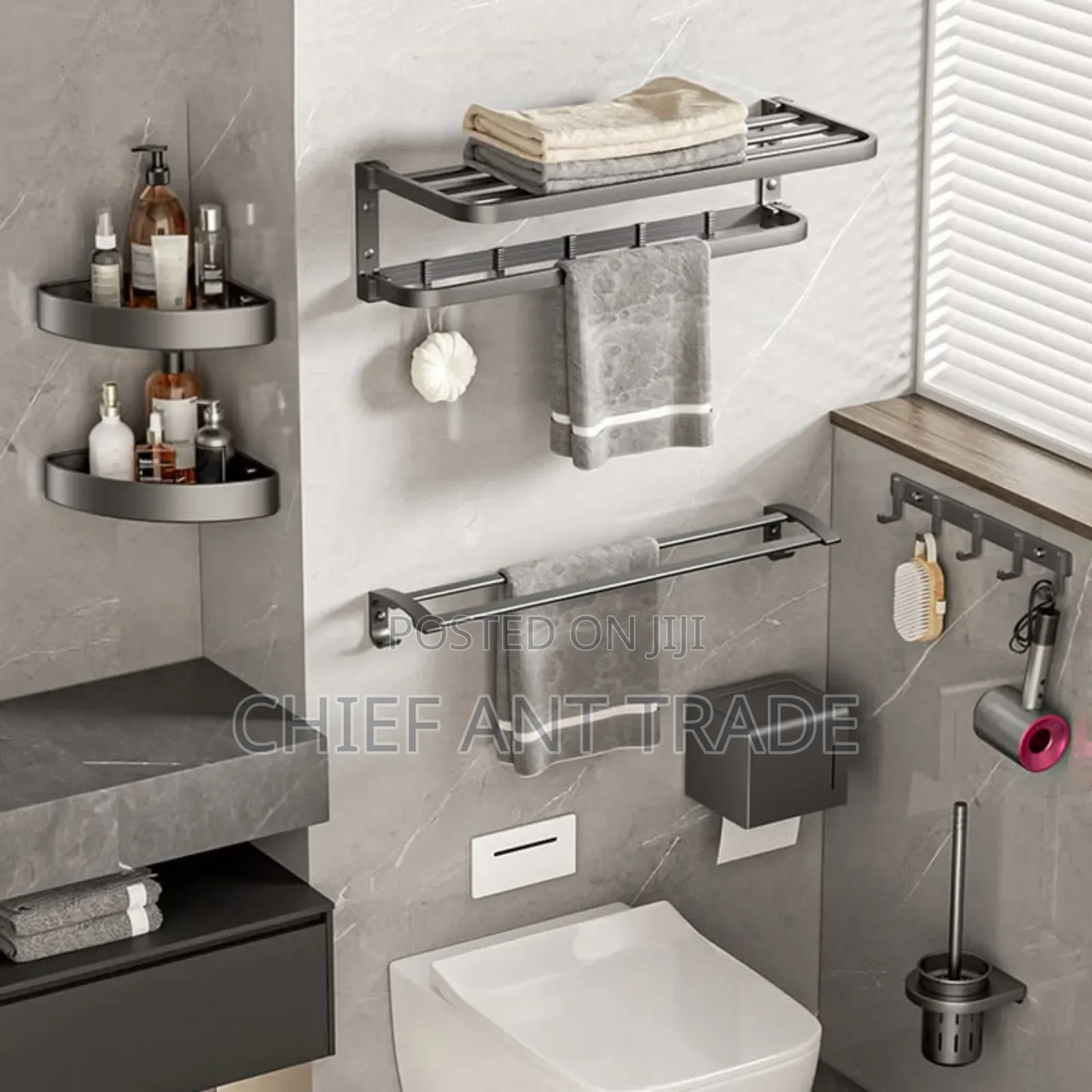 PVC Bath Room Accessories Grey