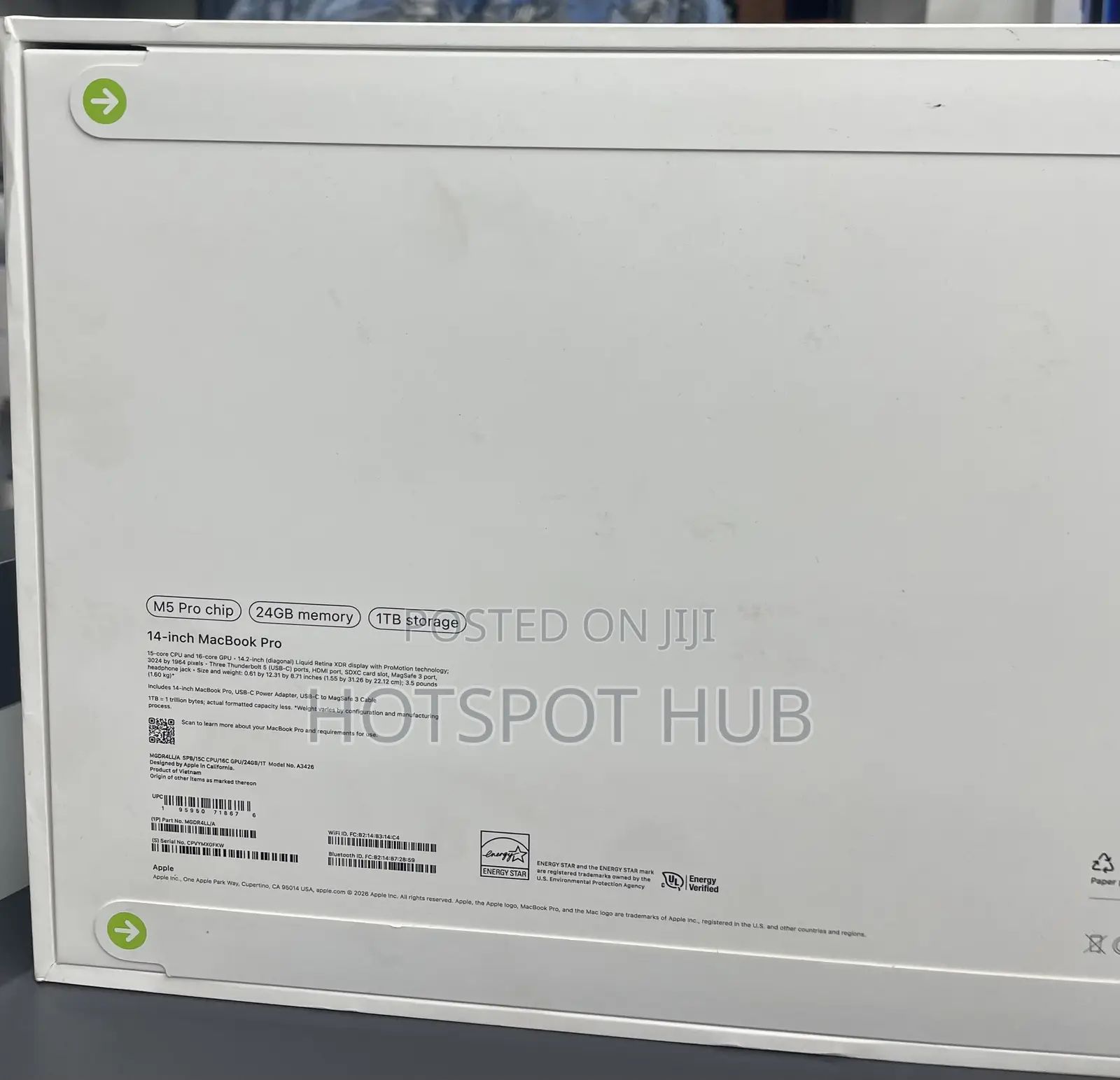New Laptop Apple MacBook Pro 24GB Apple M5 Pro SSD 1T