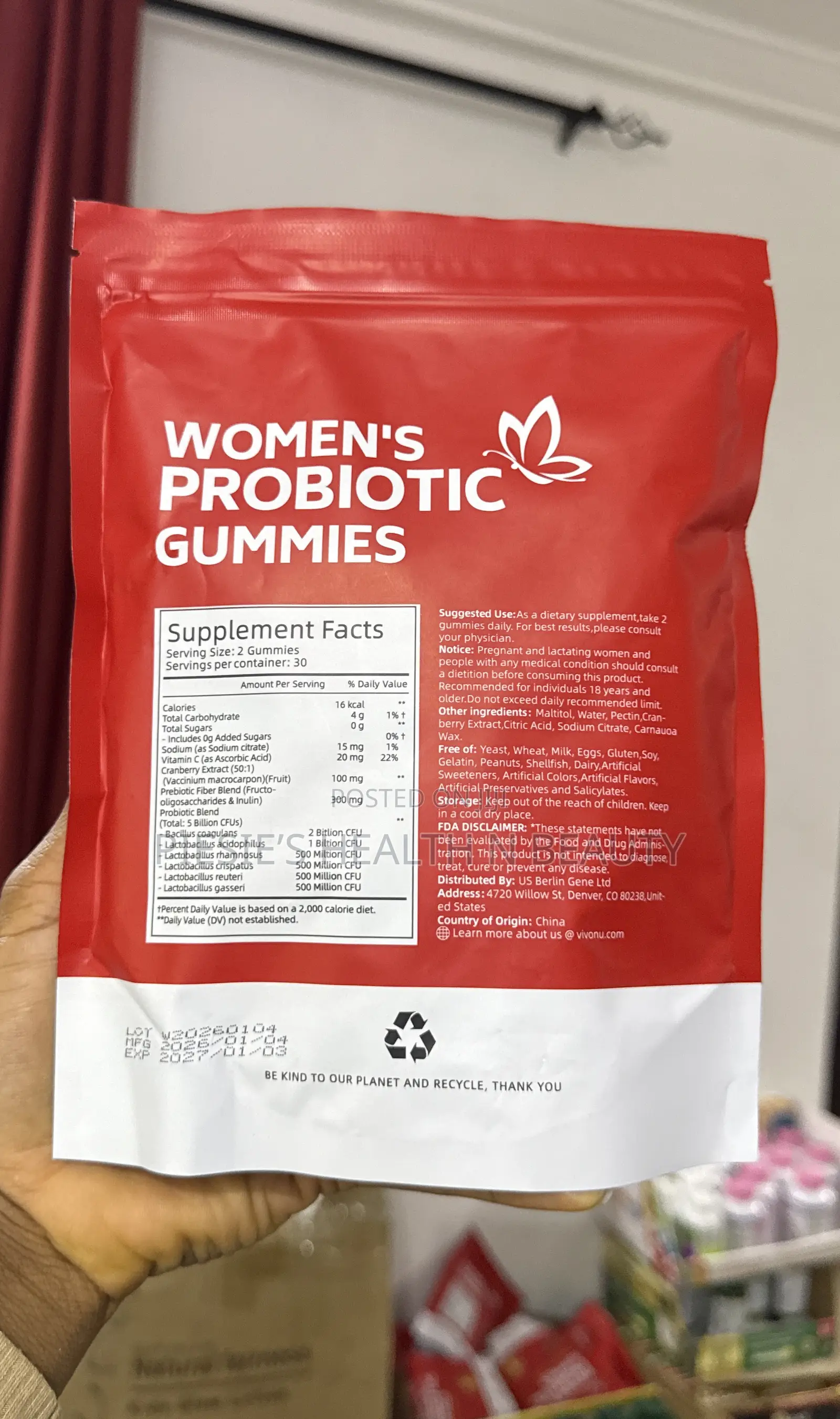 Vivonu Probiotic + Prebiotic Gummies For Women, 60s