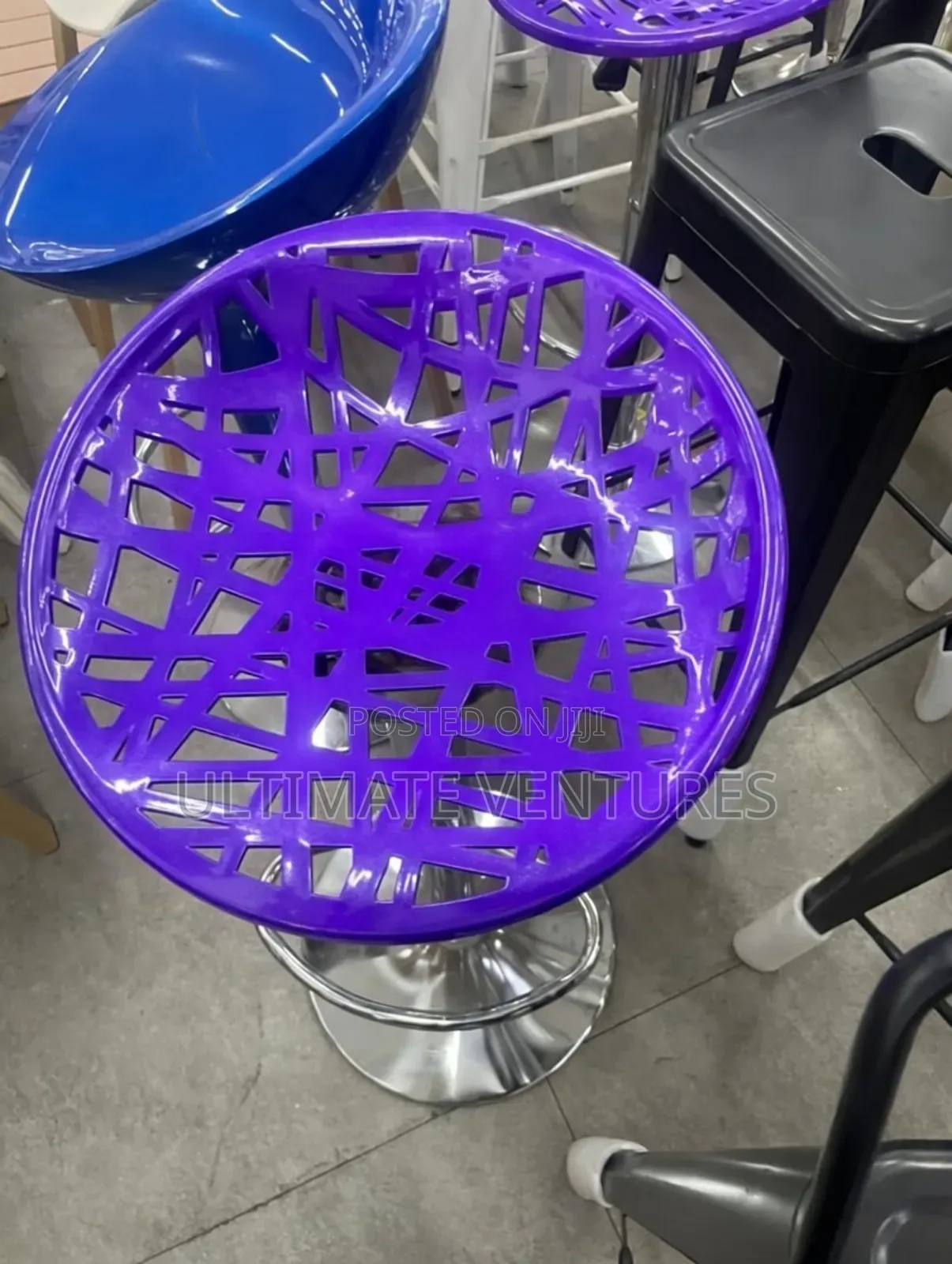 Modern Purple Lattice Swivel Bar Stool