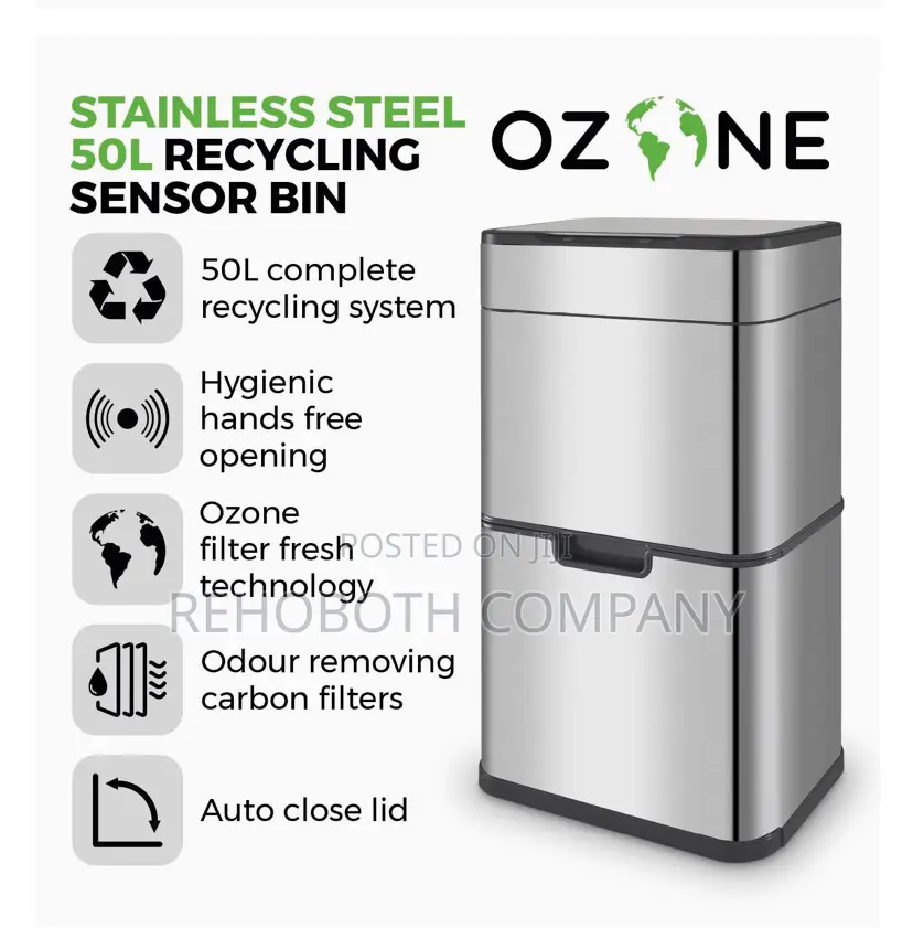 Tower T938021ss Ozone Recycling Sensor Bin, 50l