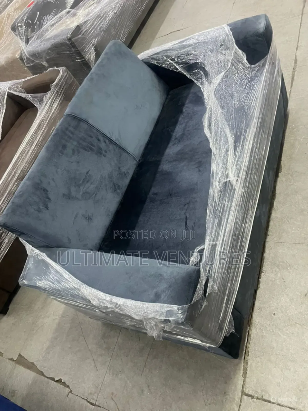3 in 1 Navy Velvet 2-Seater Sofa .Sleek Modern Design