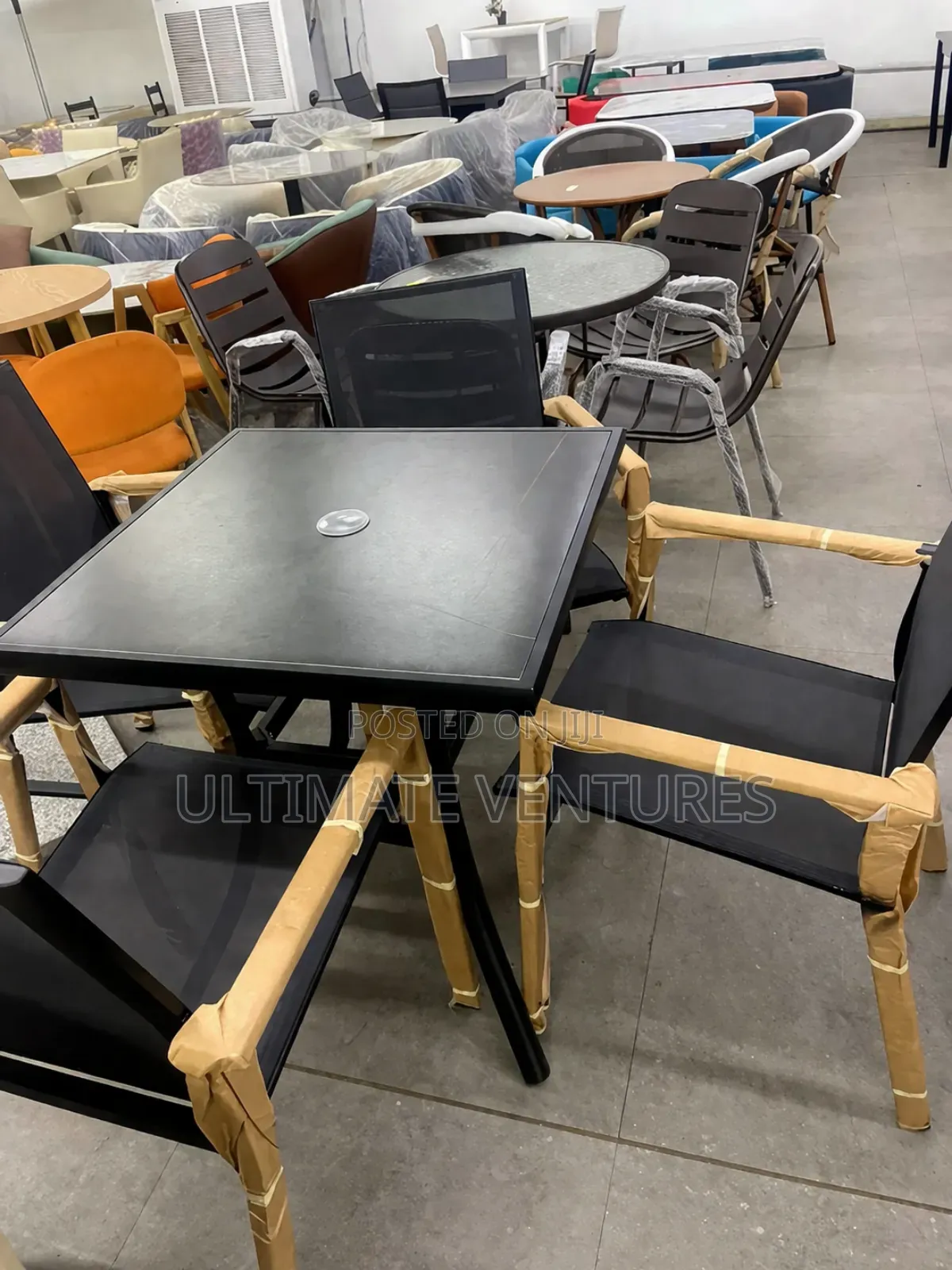 Modern Black Square Patio Dining Set
