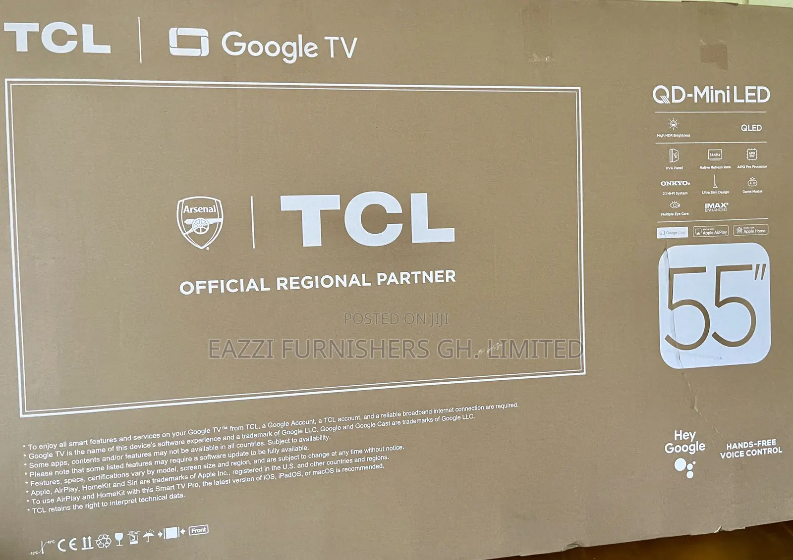 TCL 55c6k-Uk 55 Inches Uhd Smart Mini Led 144 Hz Google Tv 2.1 HDR