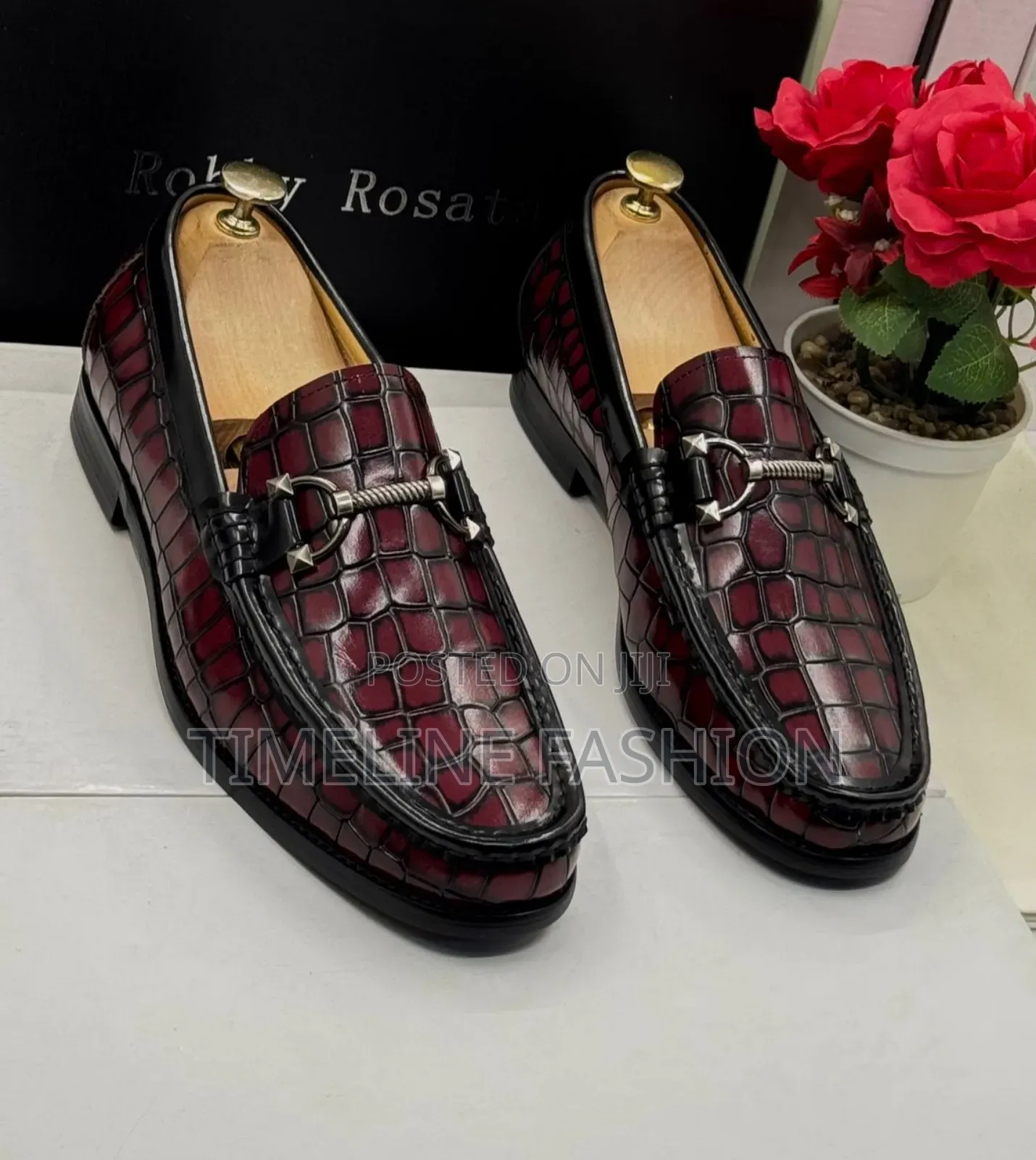 Robby Rosata Wine Colour Men's Classic Easy Fix Leather Shoes 39-46