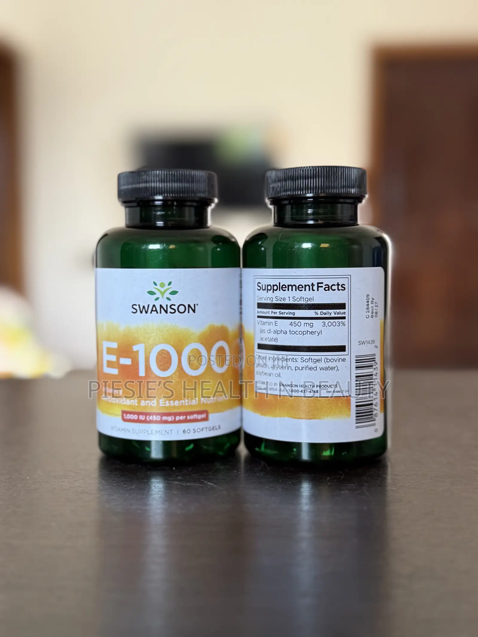 Swanson E-1000, 60 Softgels
