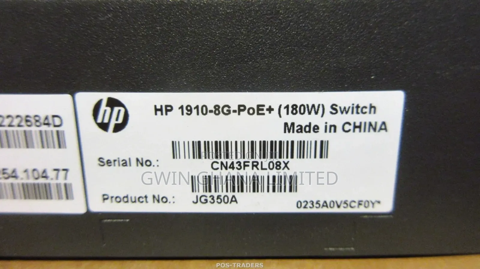 Hp Jg350a 1910 8g Poe+ 180w 8port Gigabit Layer 3 Managed Poe+ Switch