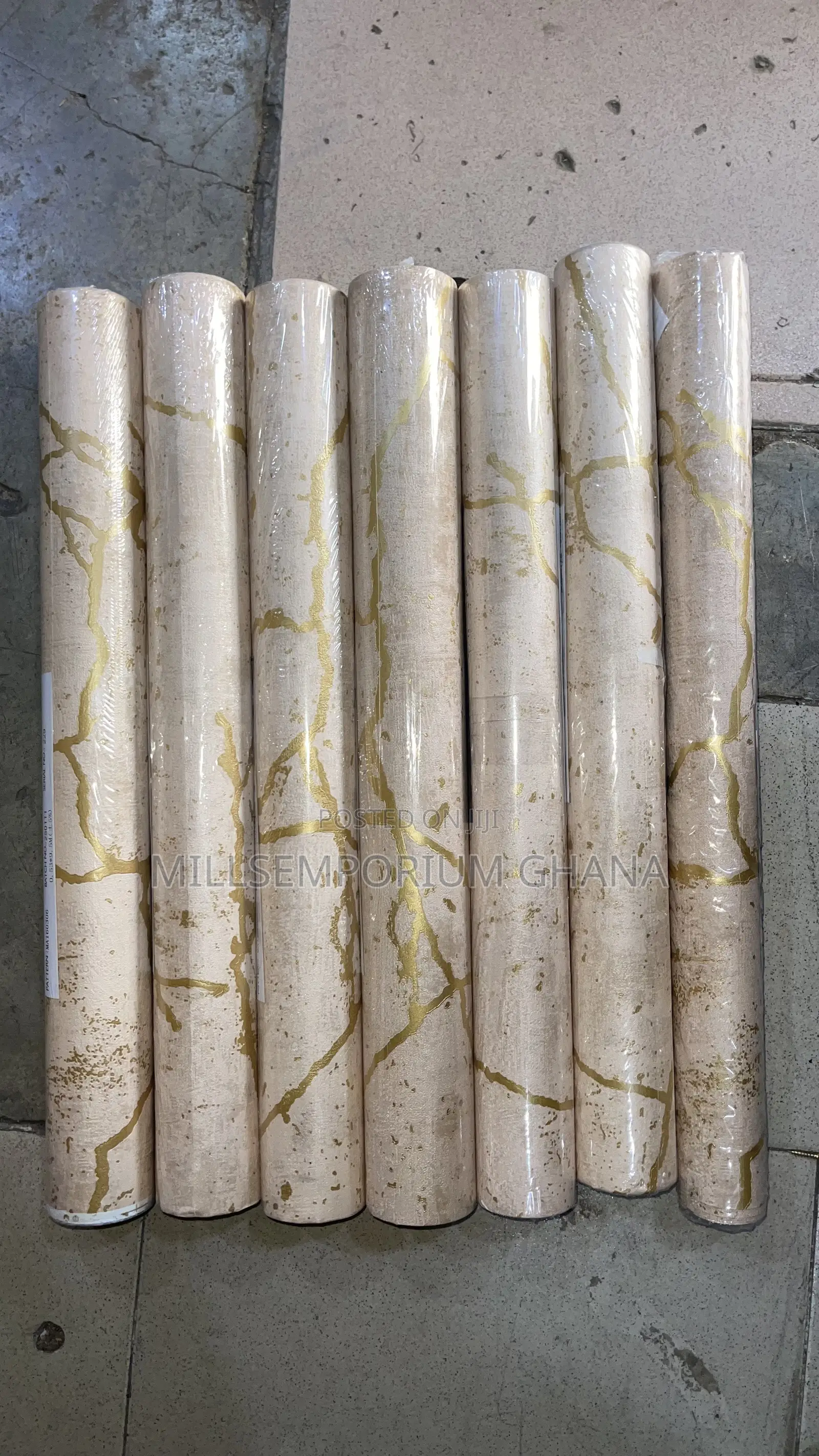 3d Glossy Gold Sticker Marble Wallpaper