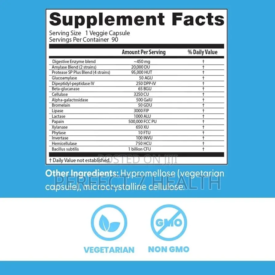 Digestive Enzymes, Bloating Indigestion Malabsorption 90 Capsules