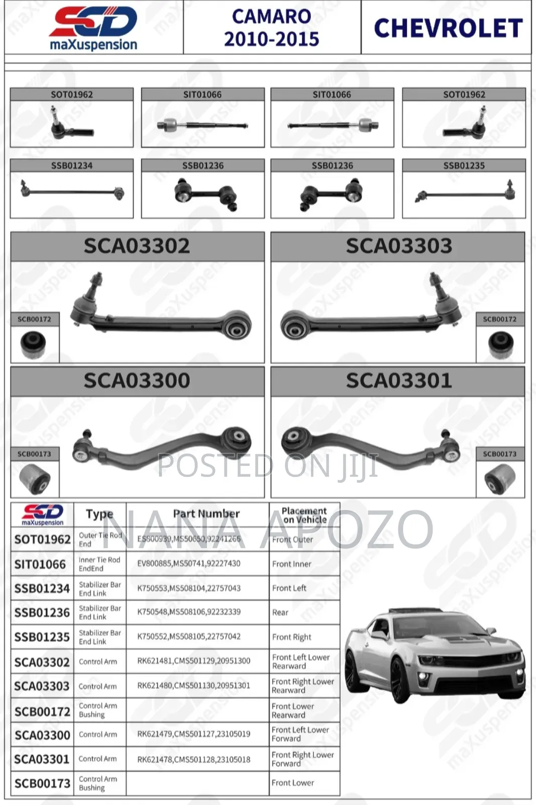 Camaro 2010 - 2015 Front Lower Arms With Boll Joint Sets