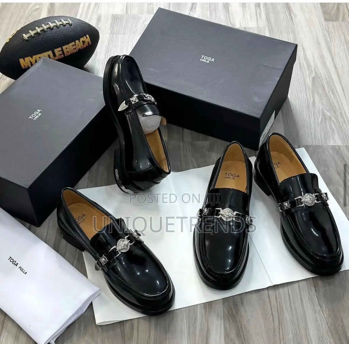 Toga Virilis Black Patent Leather Loafers