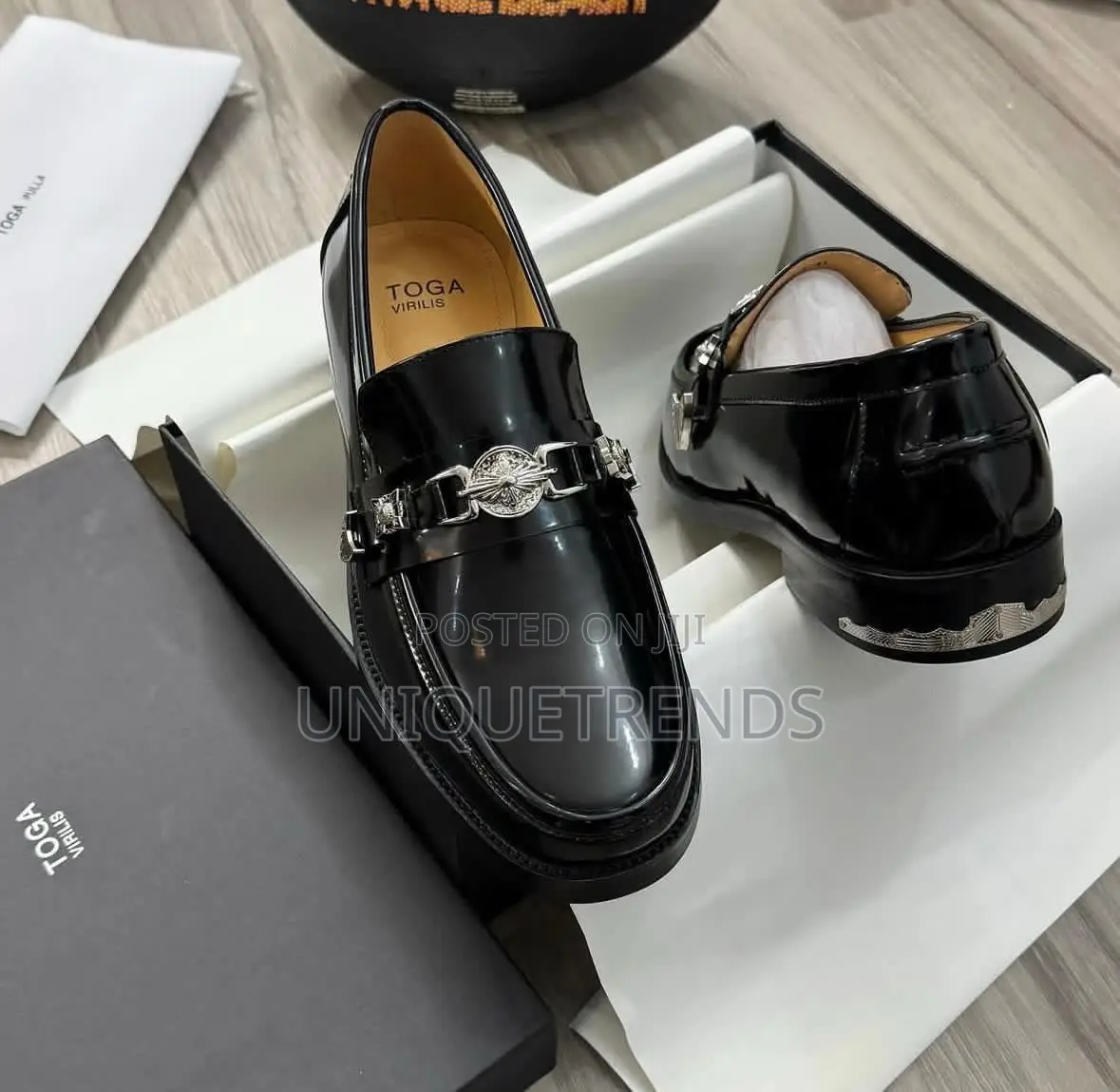 Toga Virilis Black Patent Leather Loafers