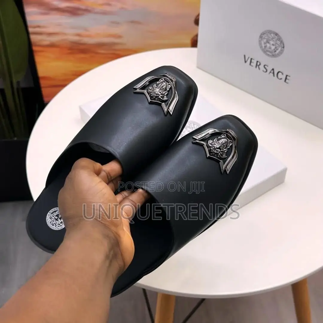 Luxurious Black Versace Leather Half Shoes (Black & White)