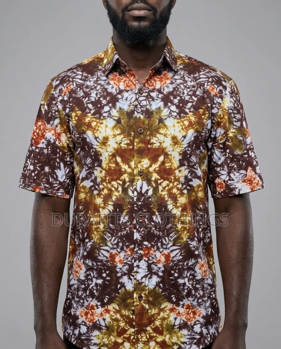African Print Batik Shirt for Men - Hand-Dyed