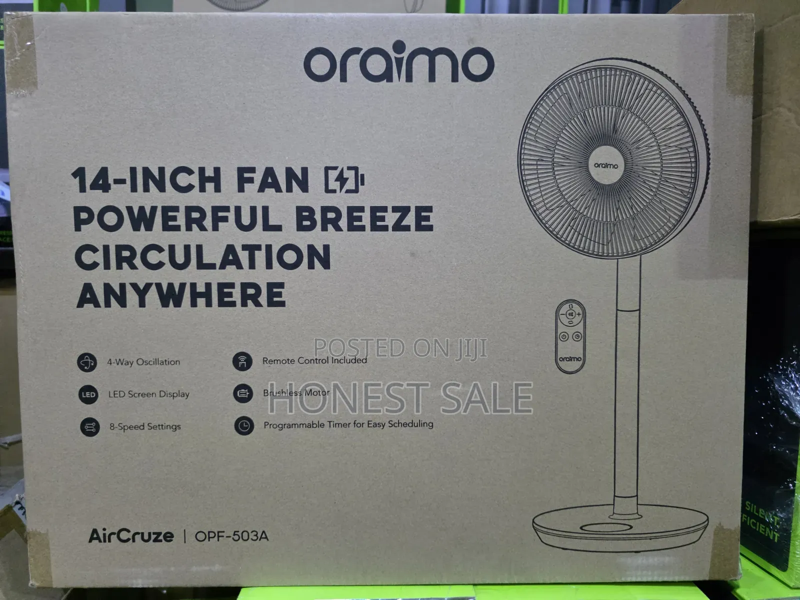 Oraimo Aircruze 14 Inch Rechargeable Pedestal Fan