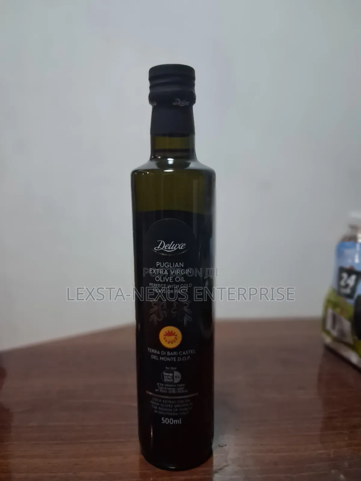 Cold-Pressed Organic Extra Virgin Olive Oil in a Dark Glass Bottle