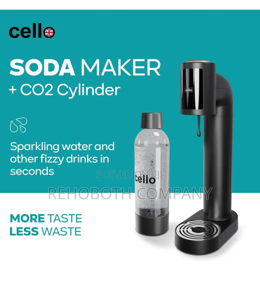 Cello Sparkling Water And Soda Maker Machine In Black