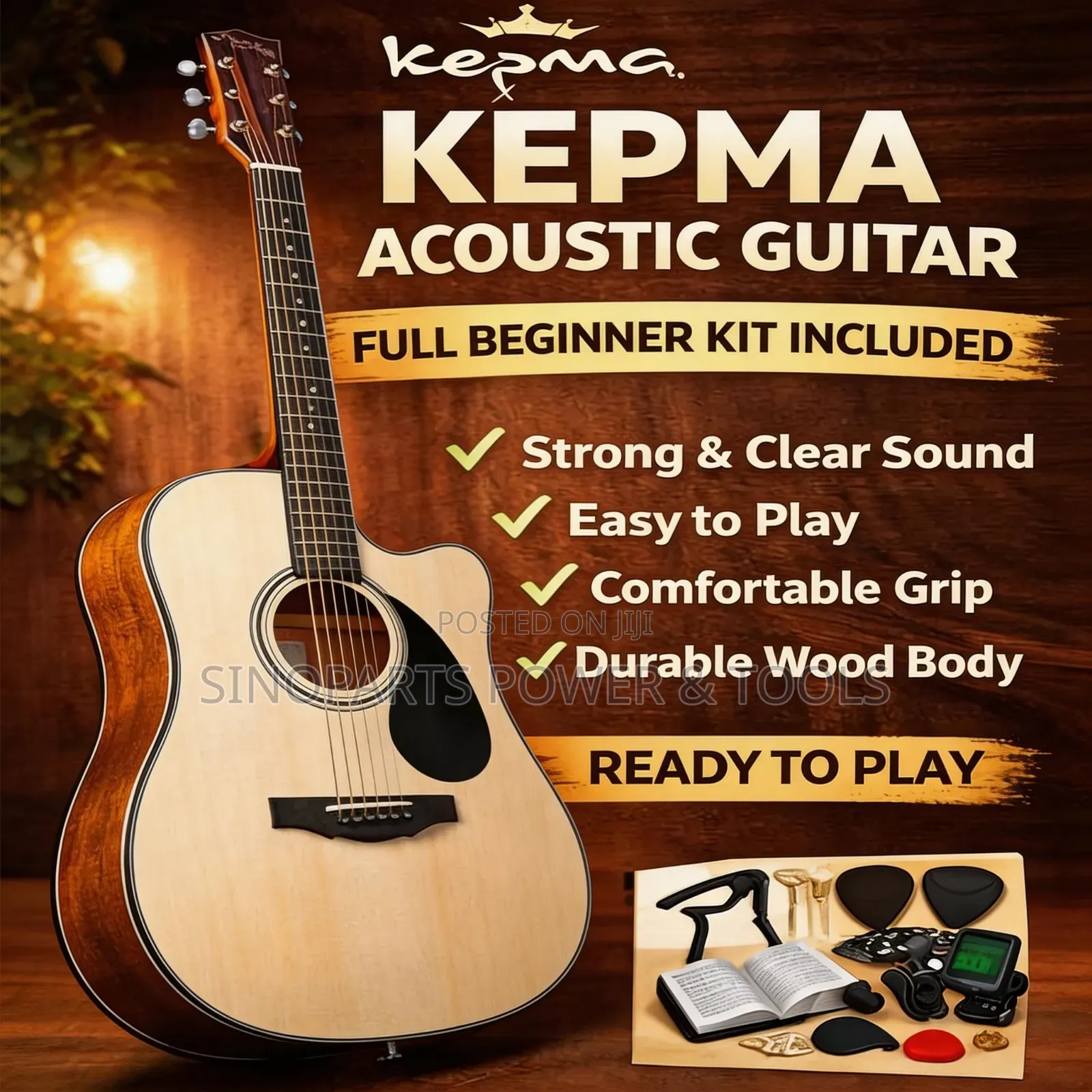 Kepma Acoustic Guitar Beginner Cutaway Guitar With Gig Bag