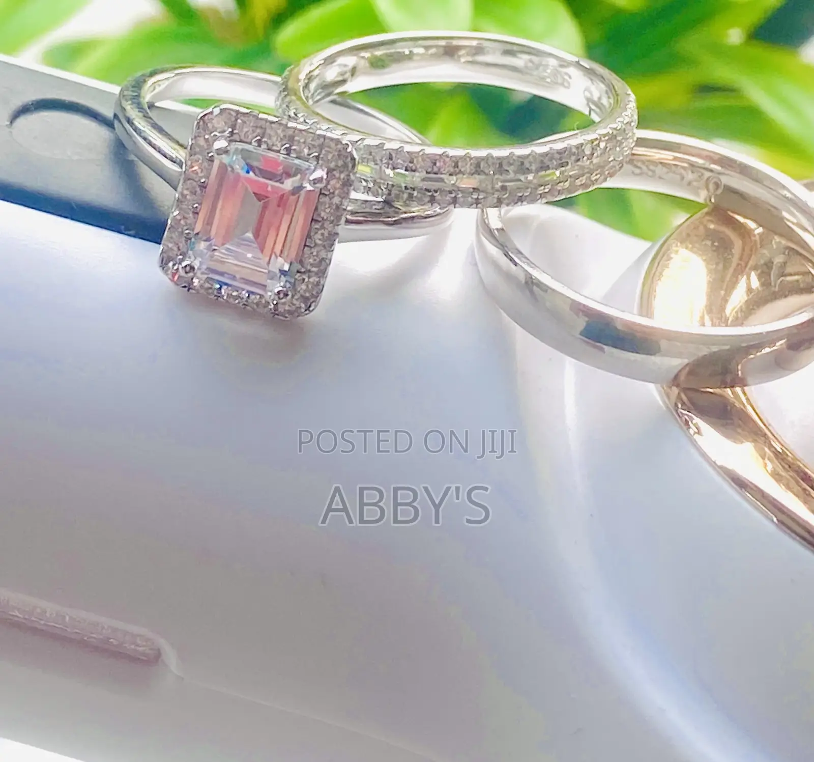 High Grade Three Set 925 Sterling Silver Wedding Rings