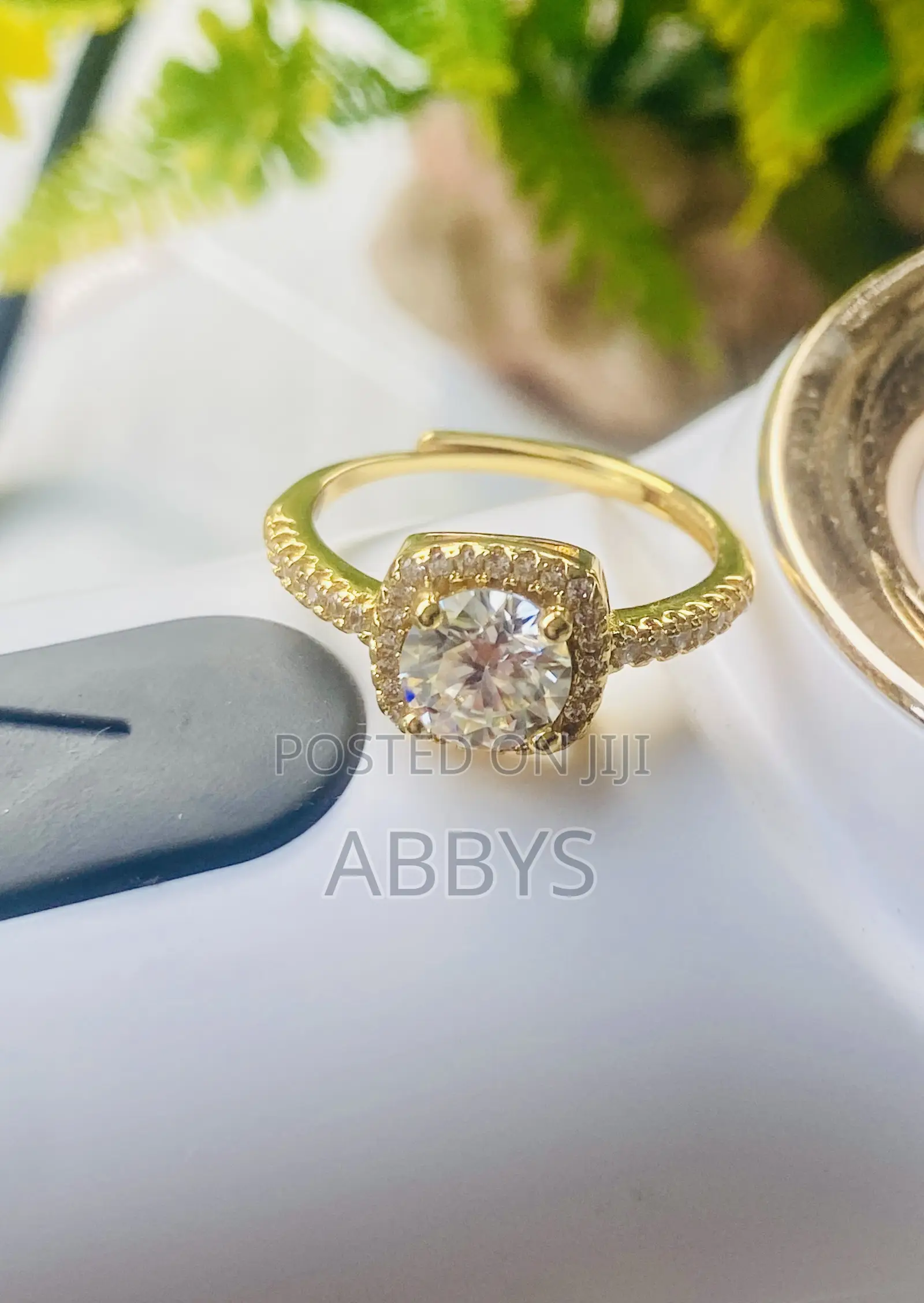 Adjustable 14 Carat Gold Plated Moissanite Proposal/ Engagement Ring