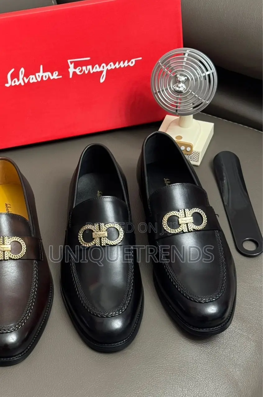 Salvatore Ferragamo Gancini Buckle Leather Loafer.