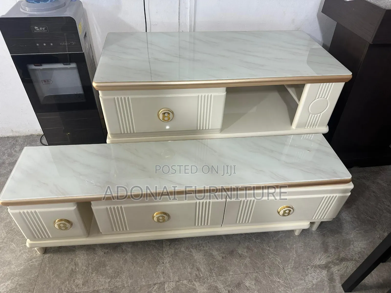 Center Table And Tv Stand (White & Gold)