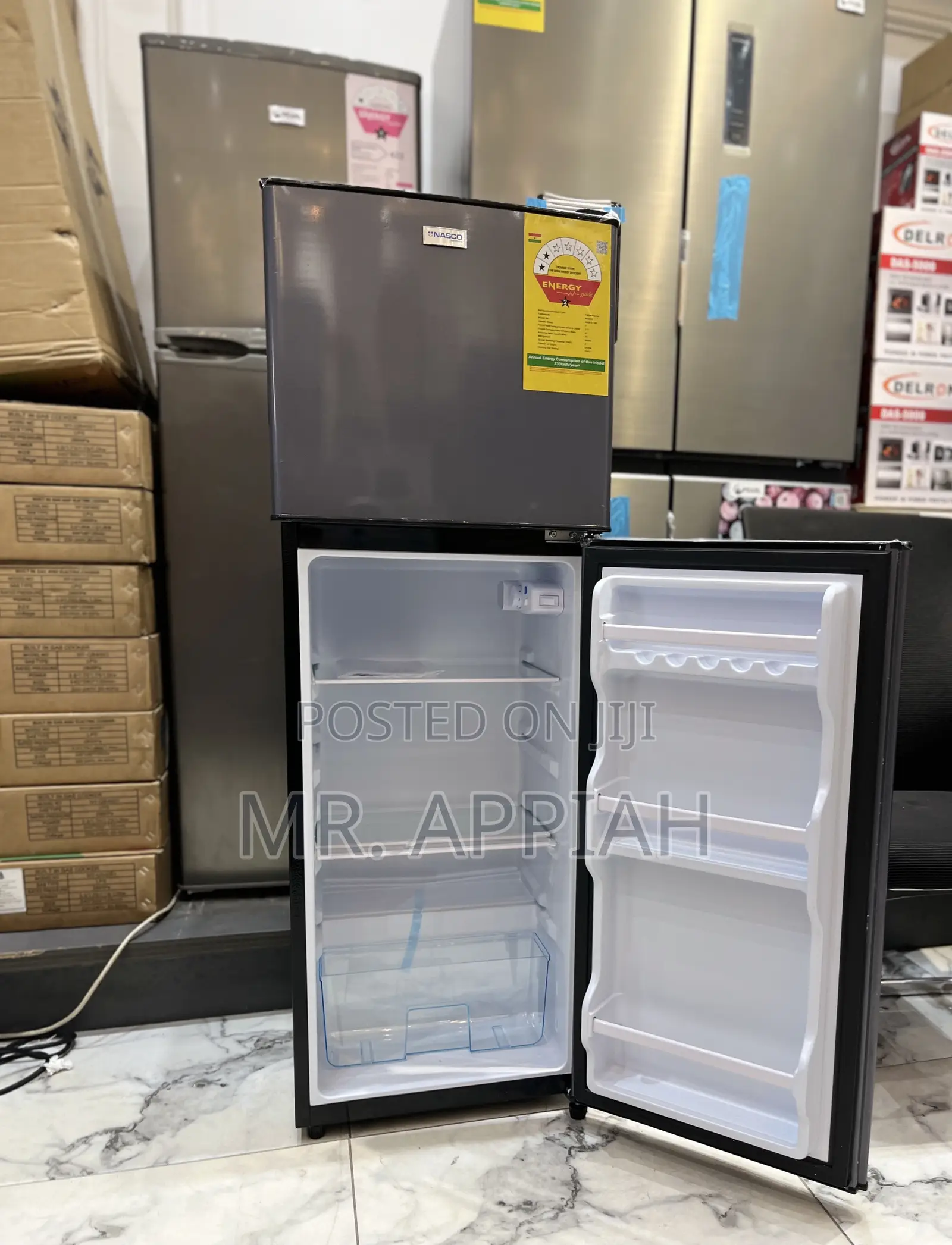 Nasco 158ltrs Bottom Freezer Refrigerator(Dark Gray) 