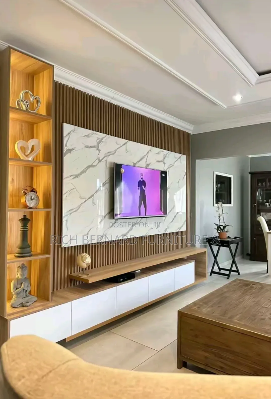 Modern Marble Wood Tv Unit