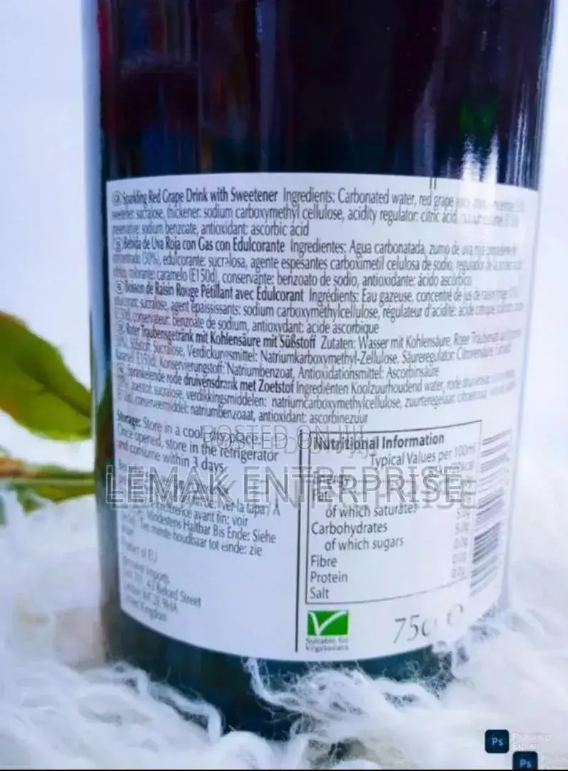 De Vina Non - Alcoholic Sparkling Red Grape Drink 750 Ml
