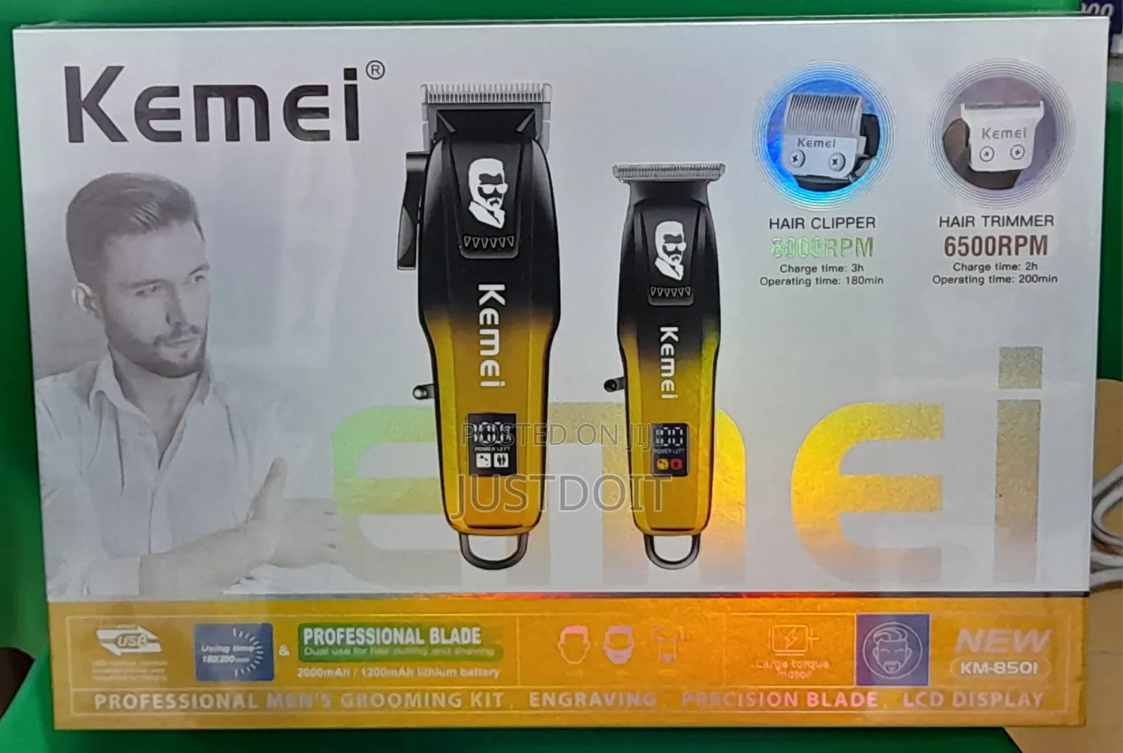 Km 8501 2 in 1 Rechargeable Digital Clipper
