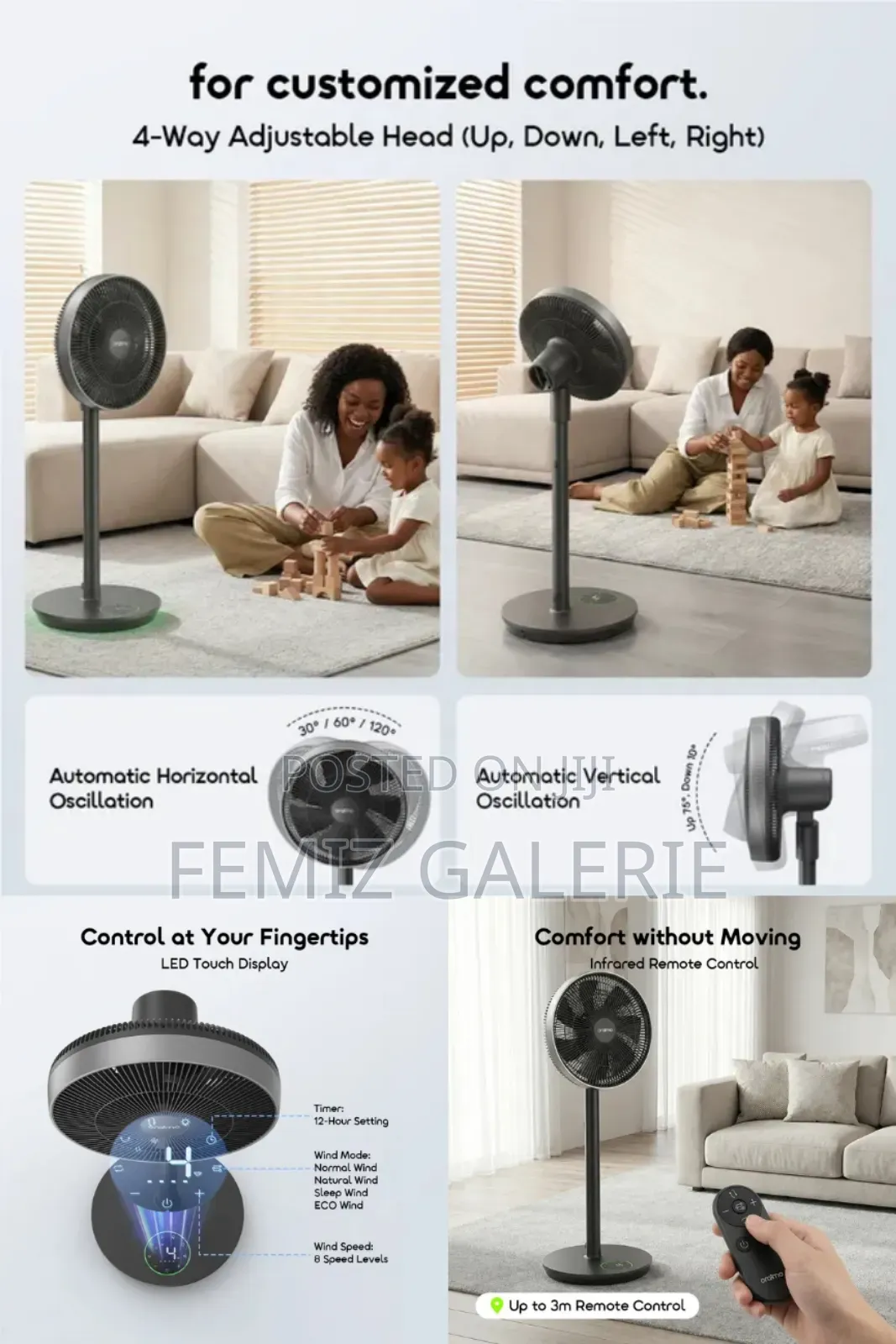Oraimo Aircruze 14 Inch Rechargeable Pedestal Fan