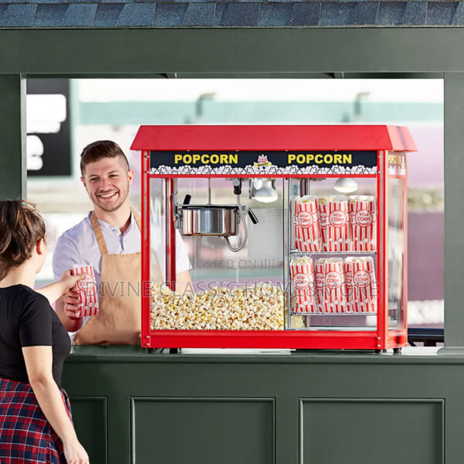 Big Size Electric Popcorn Making Machine With Warming Showcase